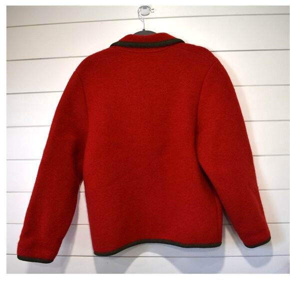 GEIGER Boiled Wool Jacket Blazer Red Sz 40/10 Silver Buttons Classic Academia - Picture 10 of 14